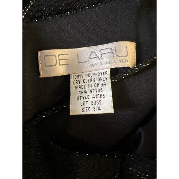 Vintage De Laru Black Evening Gown By Sheila Yen Size Long Full Prom Homecoming - Picture 11 of 11